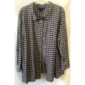 Tommy Hilfiger Warne Size 1X Blue Boston up Cuff White Flowers